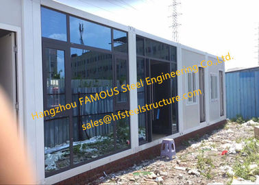 Foldable Flat Pack Container House With Glass Facade Decoration For Office Use