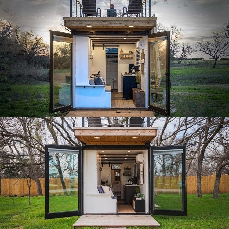 40Ft Luxury Tiny Wooden Prefab House Contain Living Two Storey Container Prefabricated Home Buildings Cabins Apartment